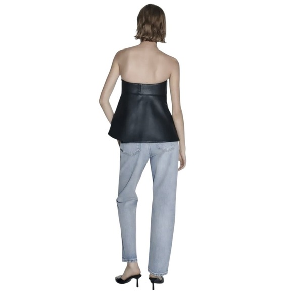 NWT ZARA Mid Rise Cropped Straight Leg Light Blue Denim Jeans 8 Relaxed Fit Crop - Picture 3 of 11